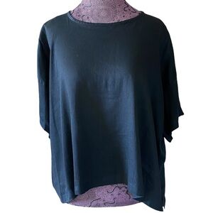 Vince Sz S Linen Blend Black Short Sleeve Top